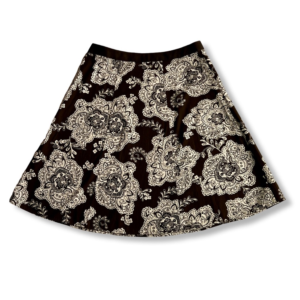 Talbots Petites Dark Espresso Paisley Skirt Sz 6. P